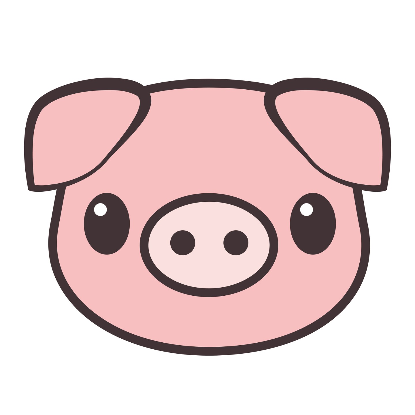 Cartoon pig face. Vector illustration||Pig with glasses icon