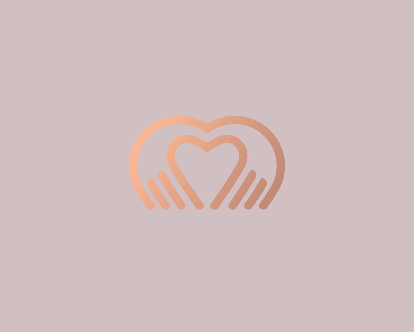 Heart hands vector logotype. Palm love logo icon design.