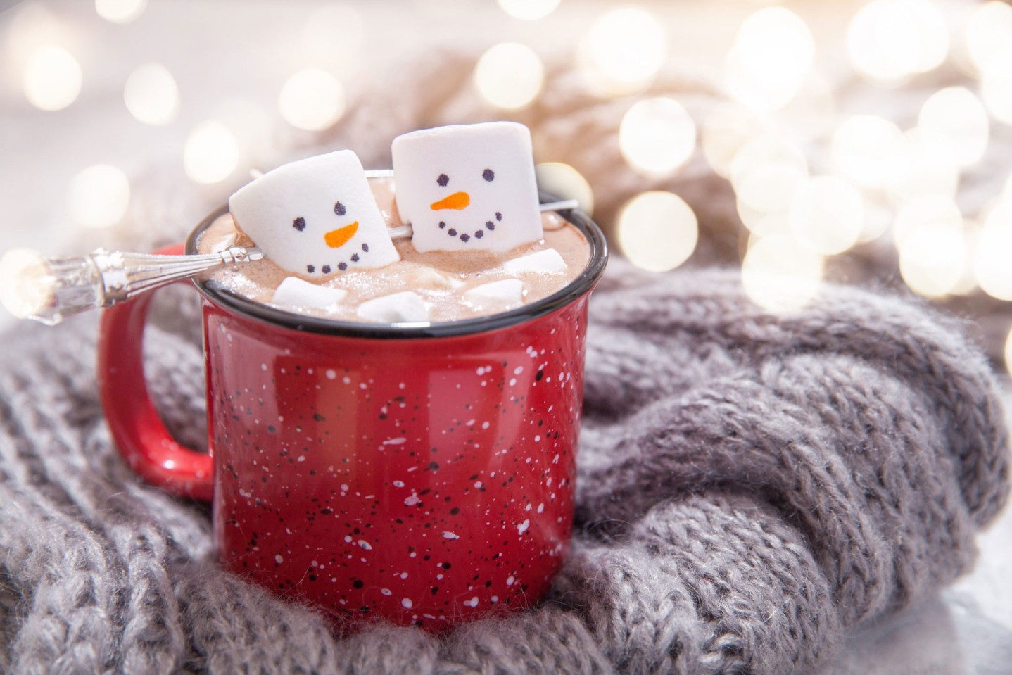 hot-chocolate||Two cups cocoa or hot chocolate on wooden christmas background